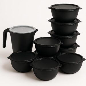Kit 10 Potes Plástico 1L com Tampa + Jarra 1800ml Freezer Micro-ondas Multiuso IZEBOX PRO