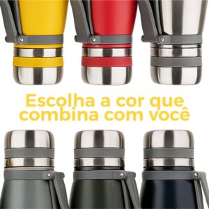 Garrafa Térmica 1L Inox 304 Tampa Rosca Alça Emborrachada Premium IZEKEEP MAX