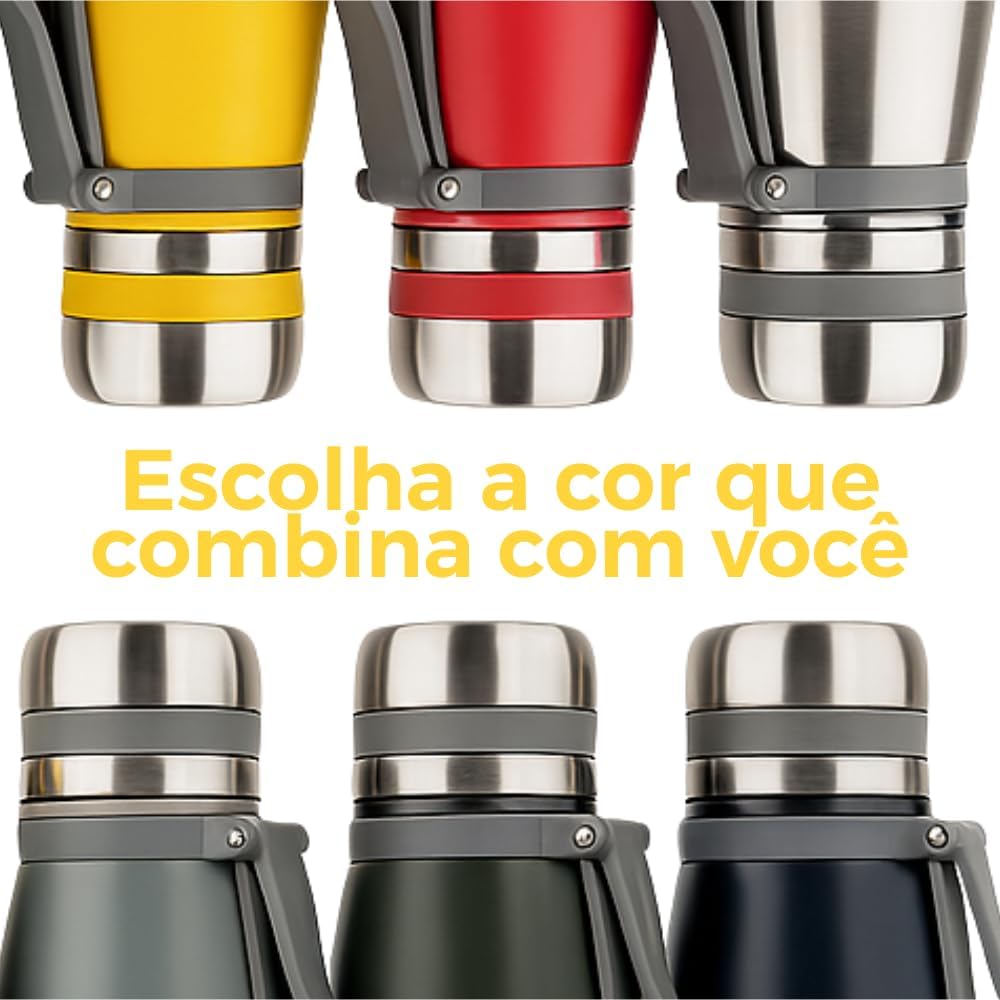 Garrafa Térmica 1L Inox 304 Tampa Rosca Alça Emborrachada Premium IZEKEEP MAX