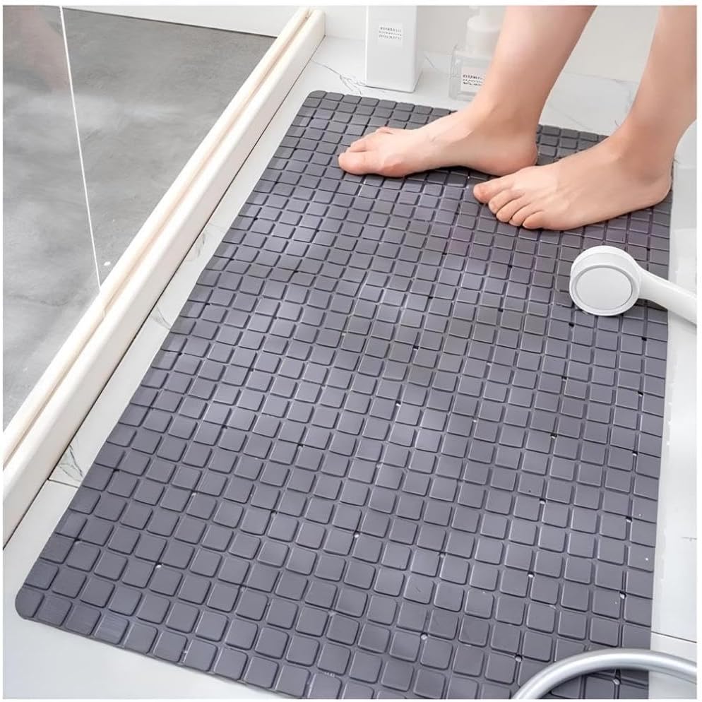 Tapete de Banheiro Antiderrapante para Box Branco 38,5x69cm Ventosas Fortes Secagem Rápida IZEGRIP MAX IZESHOP Tapete antiderrapante para box branco com design moderno e visual elegante para banheiro