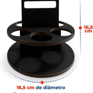 Kit Porta Tempero Redondo MDF 6mm 6 Potes 130ml Tampa Dosadora Dupla IZECHOP PRO Kit Porta Tempero Redondo MDF 6mm 6 Potes 130ml Tampa Dosadora Dupla IZECHOP PRO