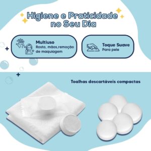 Kit 50 Toalhas Desidratadas Compactas Descartáveis Multiuso Macias Viagem Academia Higiene IZEWIPES PRO