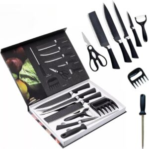 Conjunto Facas Churrasco Inox 8 Peças Profissional Cabo Marrom Afiadas KIT IZECHOP PRO