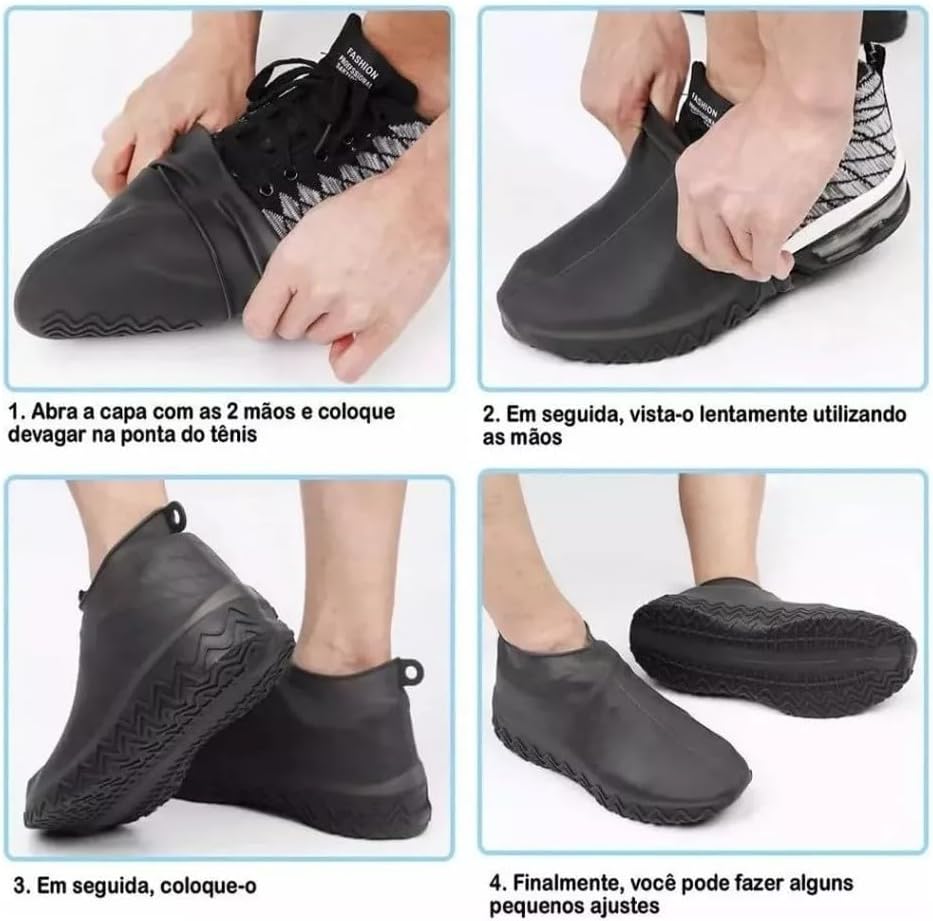 Capa Protetora de Sapato Silicone Impermeável Antiderrapante Dobrável Unissex Premium IZEWATER PRO