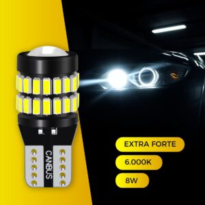 Par Lâmpadas LED T10 Pingo Canbus 8W 6000K 37 LEDs Projetor HD Branco Frio IZEBOOST PRO