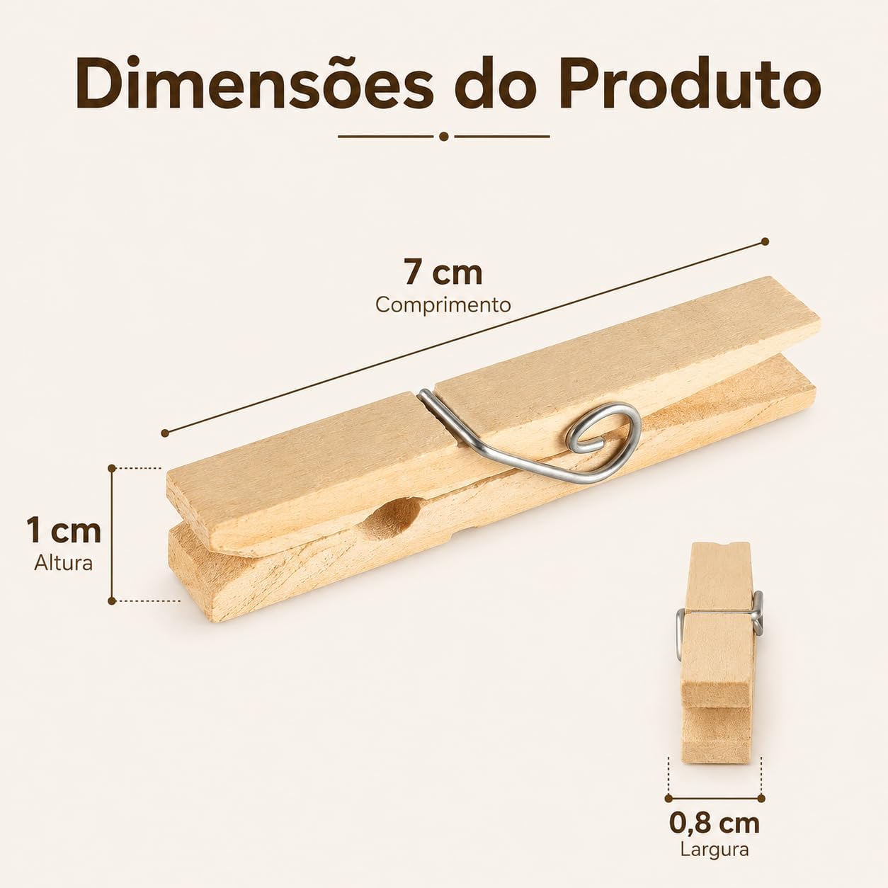 Prendedor de Roupa Madeira 72 Unidades Mola Metálica Alta Fixação Premium IZECLIP PRO