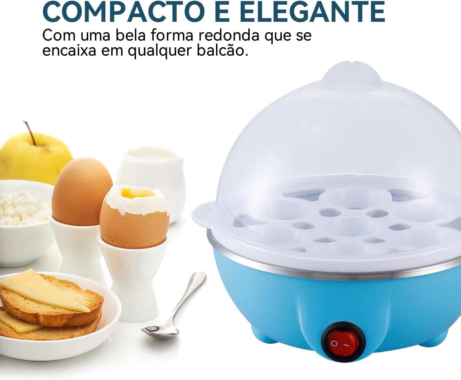 Cozedor de Ovos Elétrico 110V Dupla Camada Portátil Multiuso Premium IZEBOIL PRO IZESHOP Cozedor de ovos elétrico HEPTA WORLD em versão dupla camada para aproveitar melhor o espaço