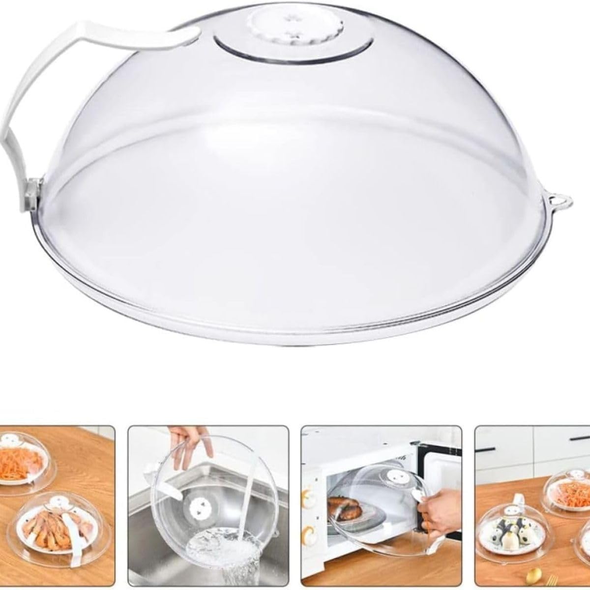 Tampa Micro-ondas Anti-respingo Transparente 30cm Com Alça Premium IZEHEAT PRO