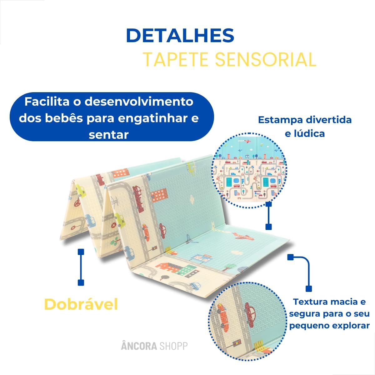 Tapete Térmico Infantil Dupla Face 178x118cm Impermeável Antiderrapante Macio IZEKIDS PLAY