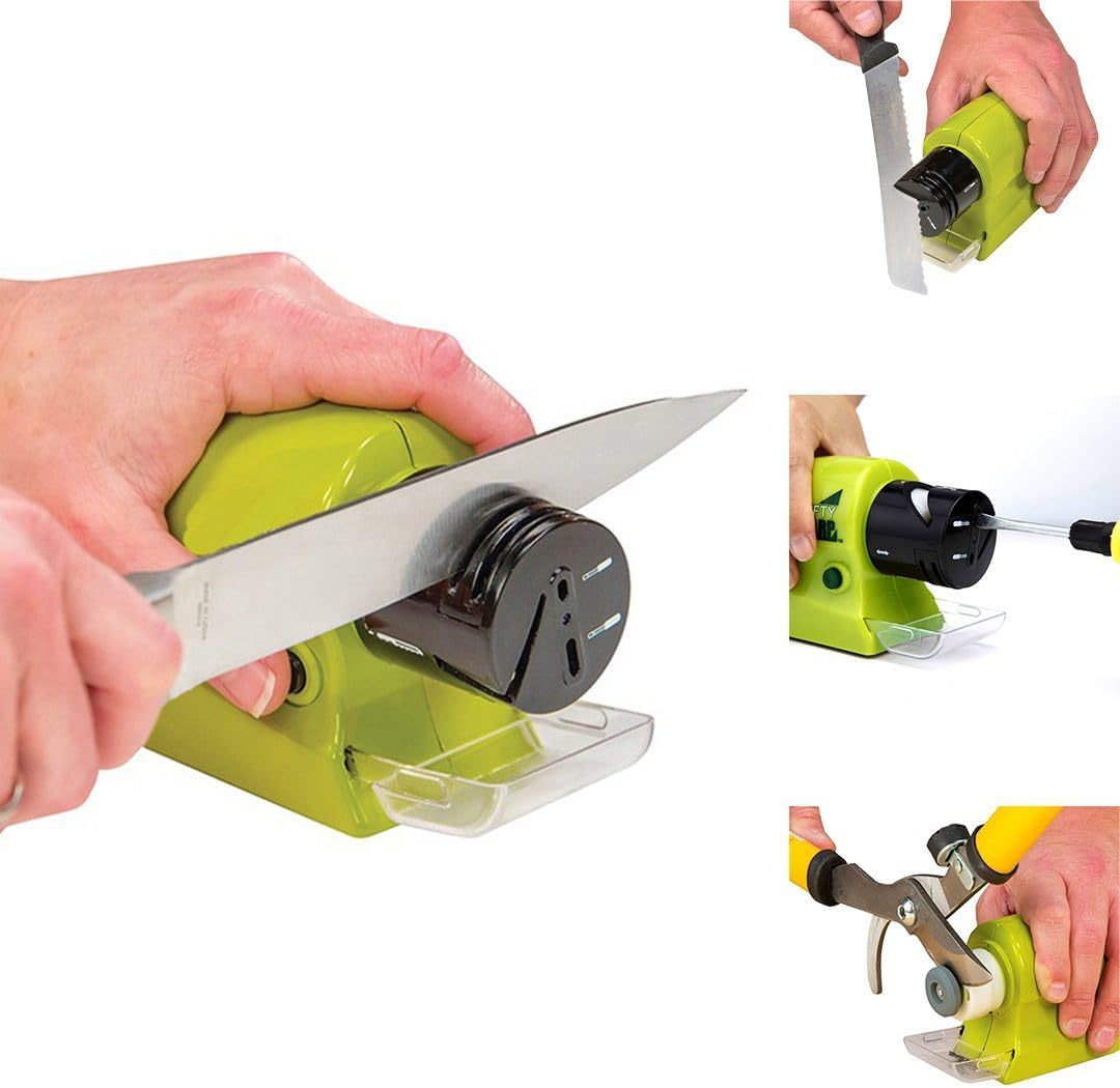 Amolador Elétrico Portátil Multiuso Plástico Compacto 4 Pilhas AA Coletor de Pó IZEEDGE PRO IZESHOP Afiador elétrico multiuso com pedra de amolar para recuperar o fio das lâminas