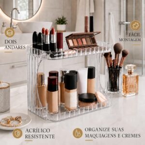 Organizador Diamante 2 Andares Acrílico Transparente Premium Multiuso IZEGLAM PRO