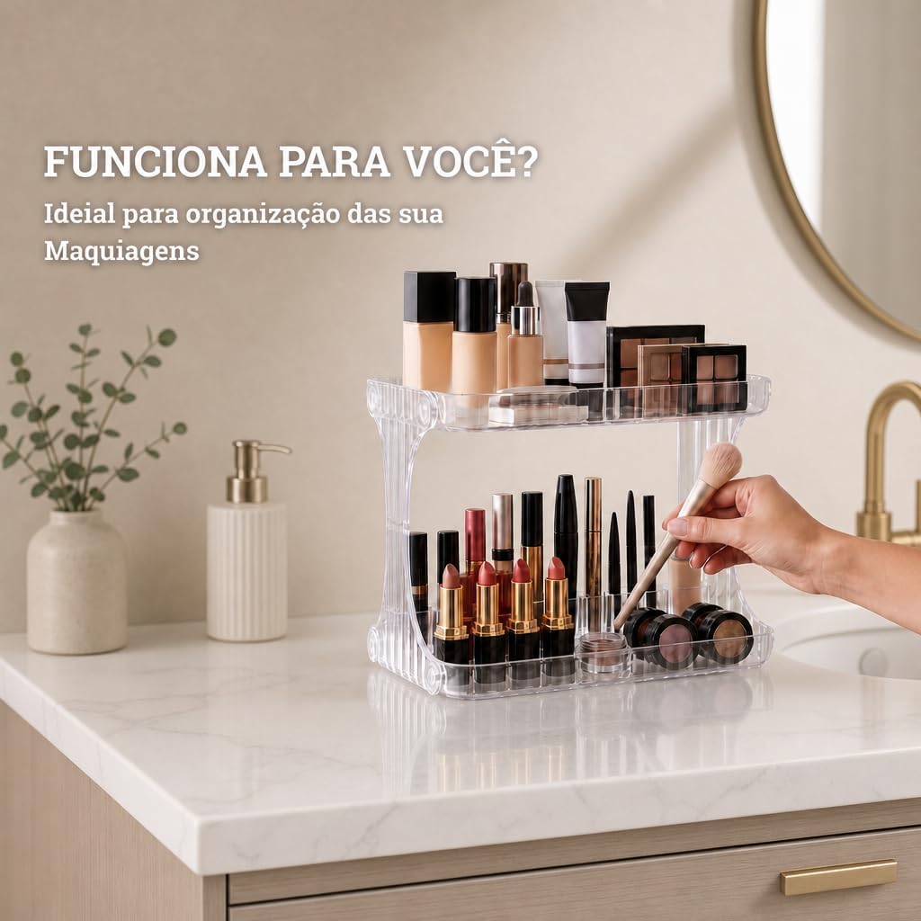 Organizador Diamante 2 Andares Acrílico Transparente Premium Multiuso IZEGLAM PRO