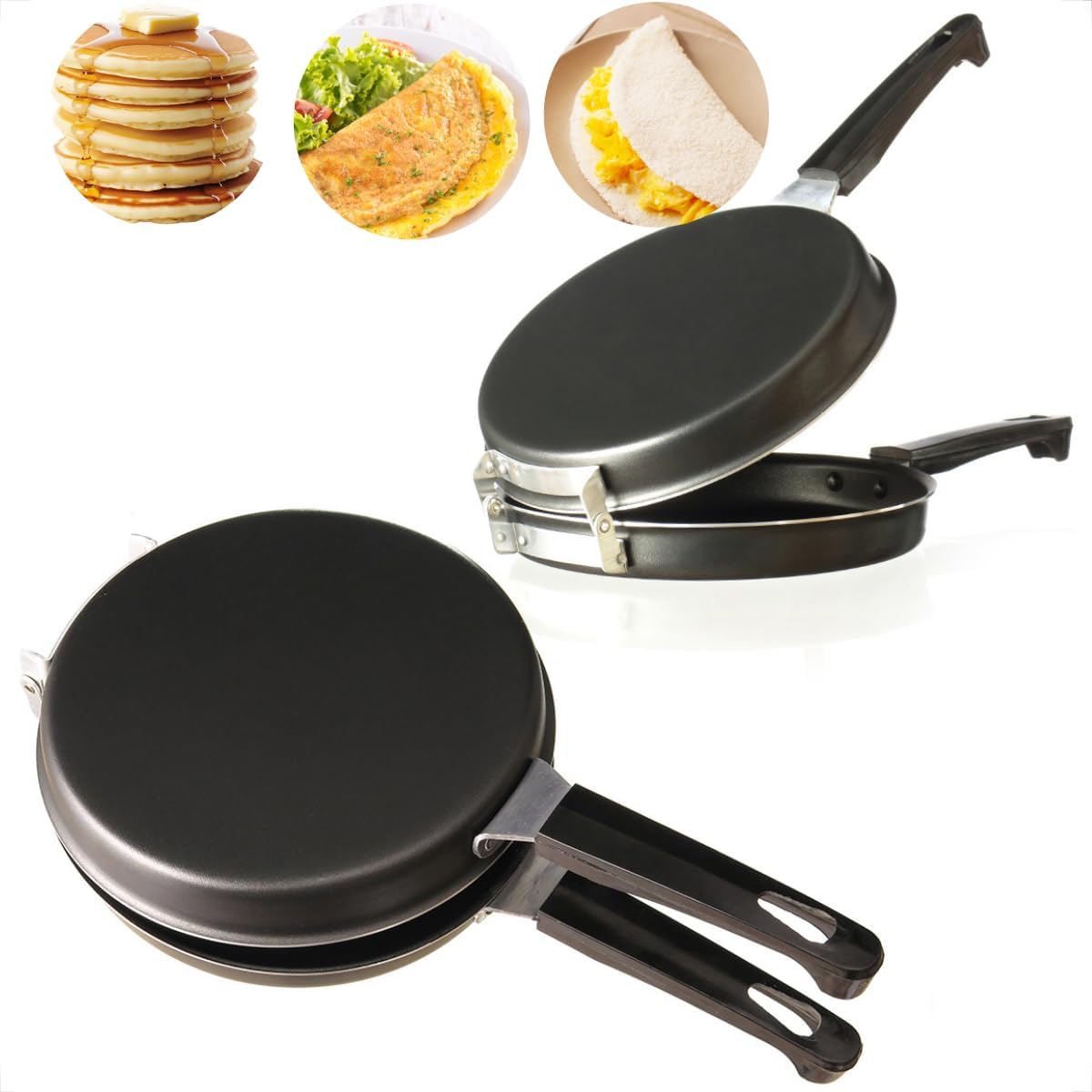 Omeleteira Dupla Antiaderente Alumínio 18cm Cabo Baquelite 600ml 3 em 1 IZESMART PAN