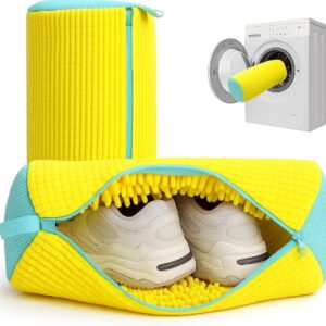 Saco de Lavagem para Tênis em Microfibra Amarelo com Zíper Premium IZECLEAN PRO