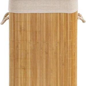 Cesto de Roupa Suja Bambu Dobrável 40x30x60cm Retangular Organizador Premium IZEHOME PRO