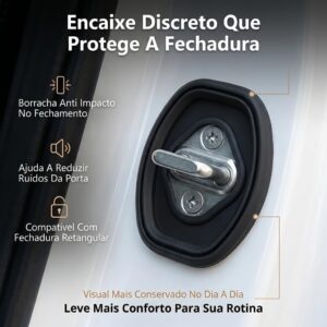 Kit 4 Protetores de Fechadura Porta Carro Borracha Anti Impacto Anti Ruído Universal IZELOCK PRO