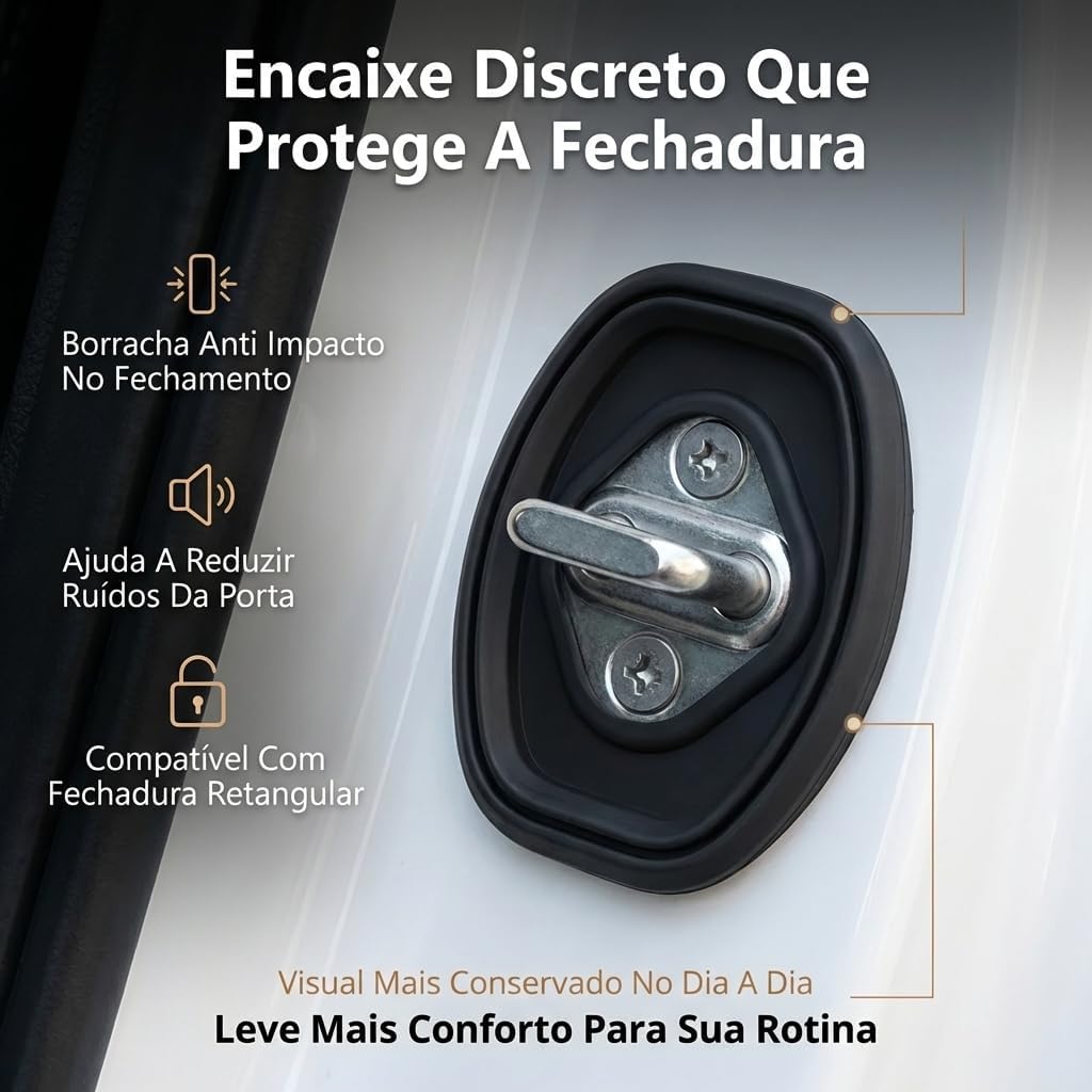 Kit 4 Protetores de Fechadura Porta Carro Borracha Anti Impacto Anti Ruído Universal IZELOCK PRO