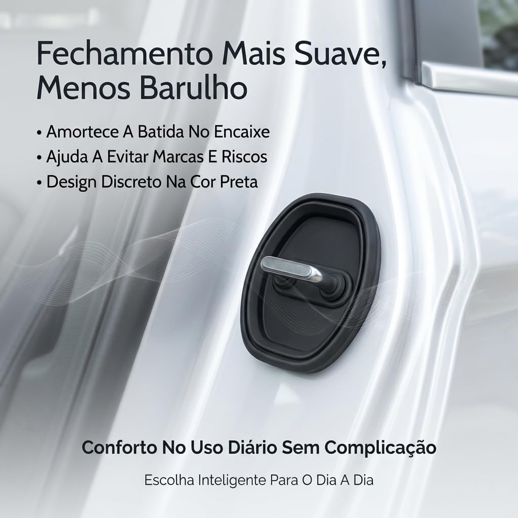 Kit 4 Protetores de Fechadura Porta Carro Borracha Anti Impacto Anti Ruído Universal IZELOCK PRO