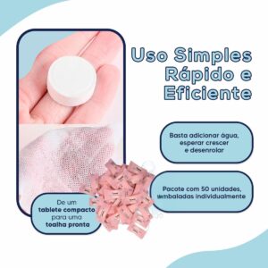 Kit 50 Toalhas Desidratadas Compactas Descartáveis Multiuso Macias Viagem Academia Higiene IZEWIPES PRO