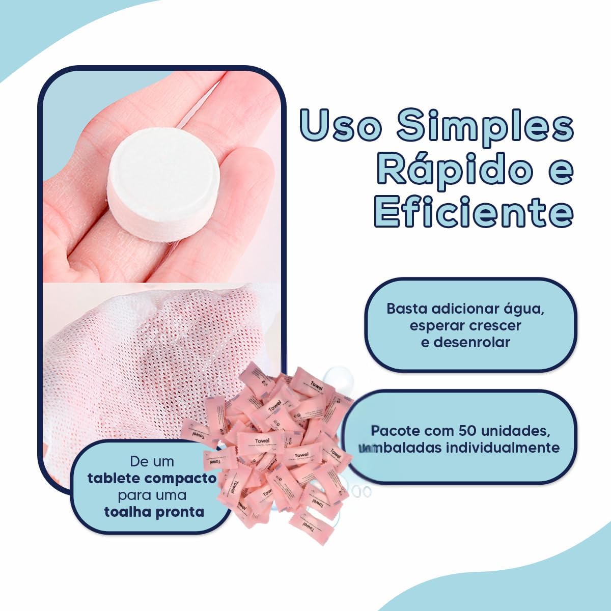 Kit 50 Toalhas Desidratadas Compactas Descartáveis Multiuso Macias Viagem Academia Higiene IZEWIPES PRO