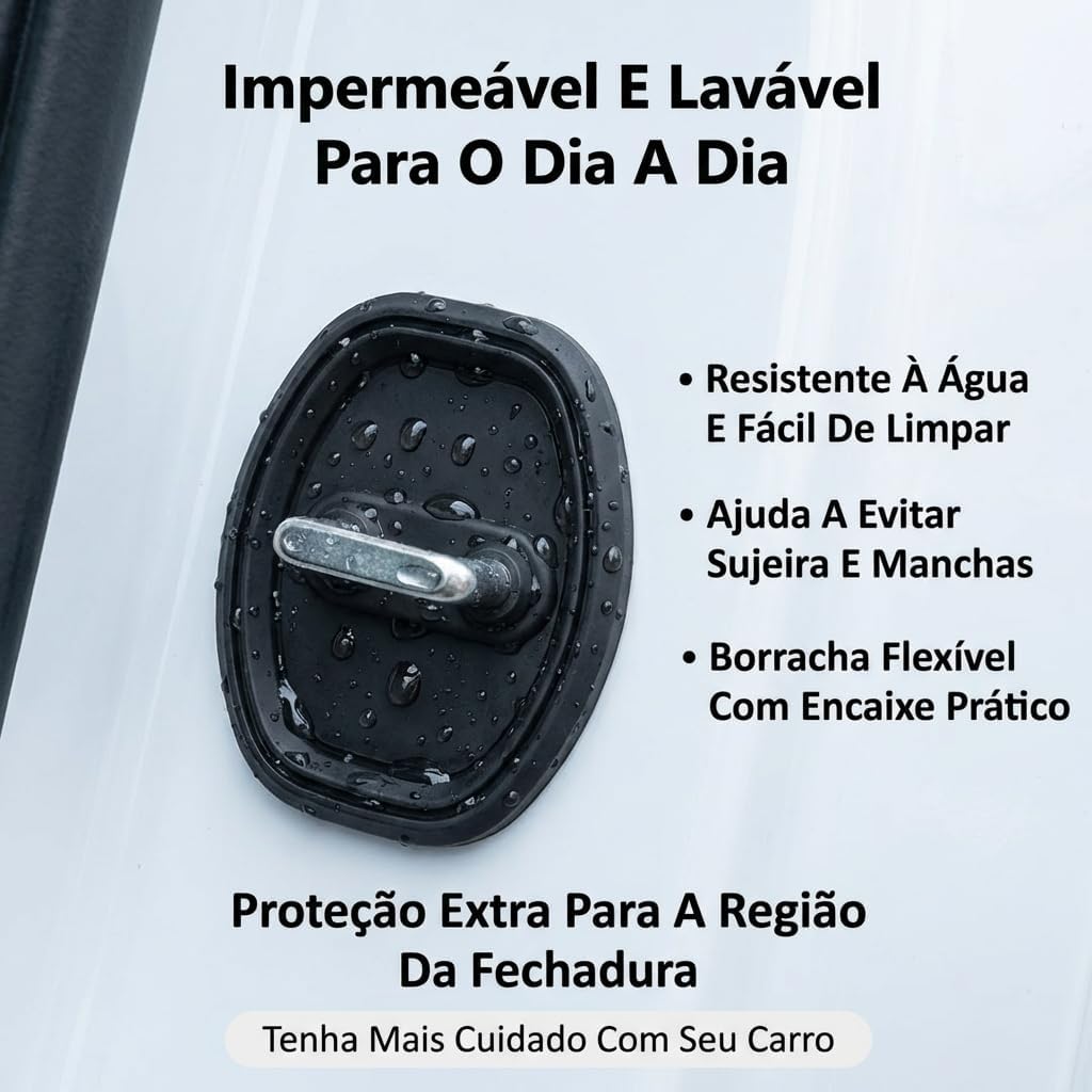 Kit 4 Protetores de Fechadura Porta Carro Borracha Anti Impacto Anti Ruído Universal IZELOCK PRO