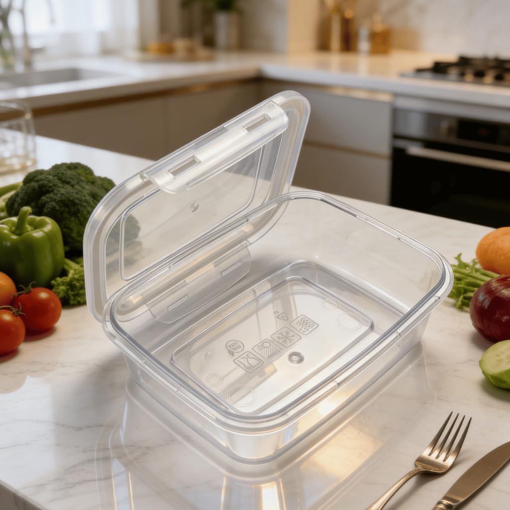Kit 10 Marmitas 750ml Plástico Transparente BPA Free Duplo Trava Hermética Premium IZELOCK PRO