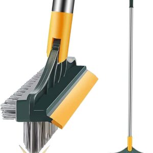 Escova de Limpeza de Chão 2 em 1 V Giratória 120° Cabo Longo Inox Rejunte Banheiro Cozinha IZEPOWER PRO