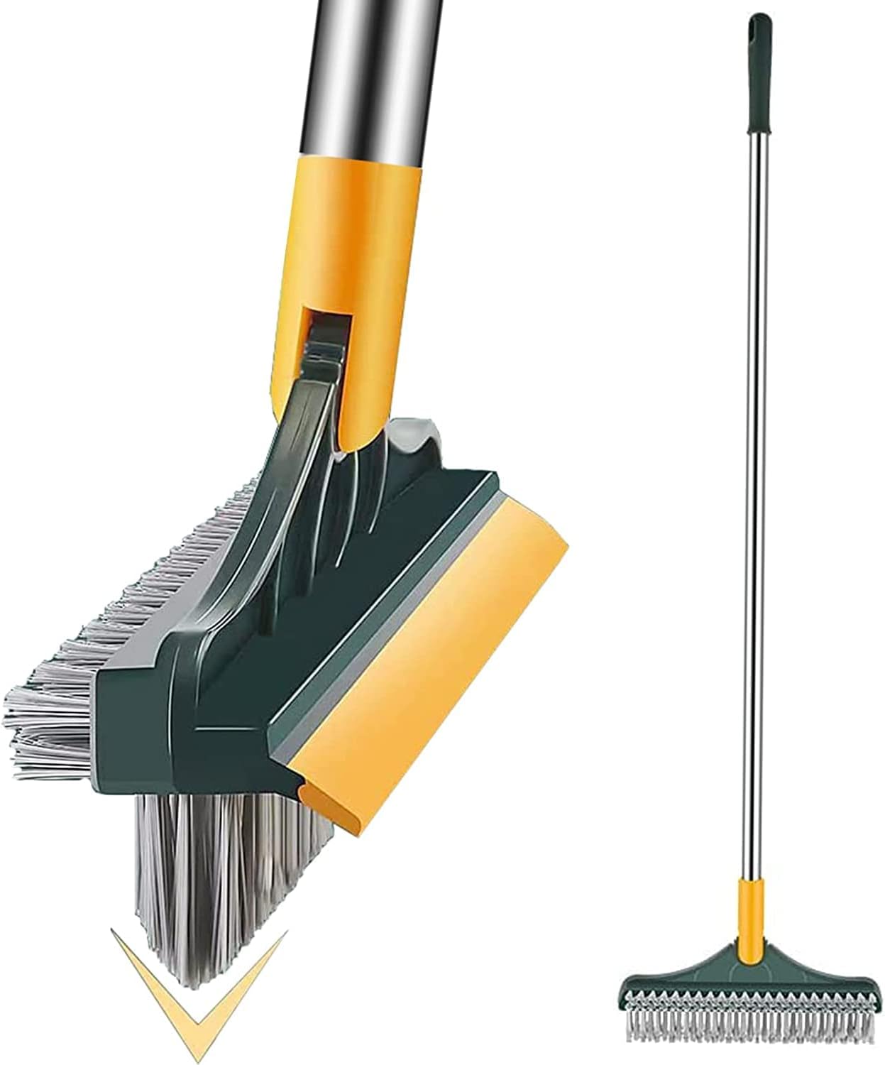Escova de Limpeza de Chão 3 em 1 V Formato Cabo Longo Inox Rotativa 120° Premium IZEGRIP PRO IZESHOP Escova de chão em formato V para rejuntes, cantos e áreas difíceis de alcançar