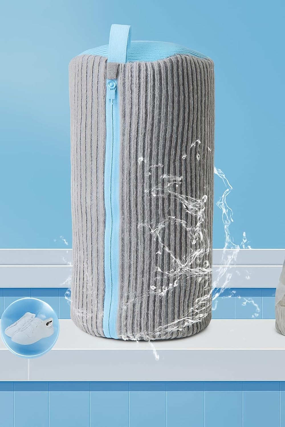 Saco de Lavagem para Tênis em Microfibra Amarelo com Zíper Premium IZECLEAN PRO IZESHOP Saco de lavagem IZECLEAN PRO com zíper seguro para colocar e retirar tênis com facilidade