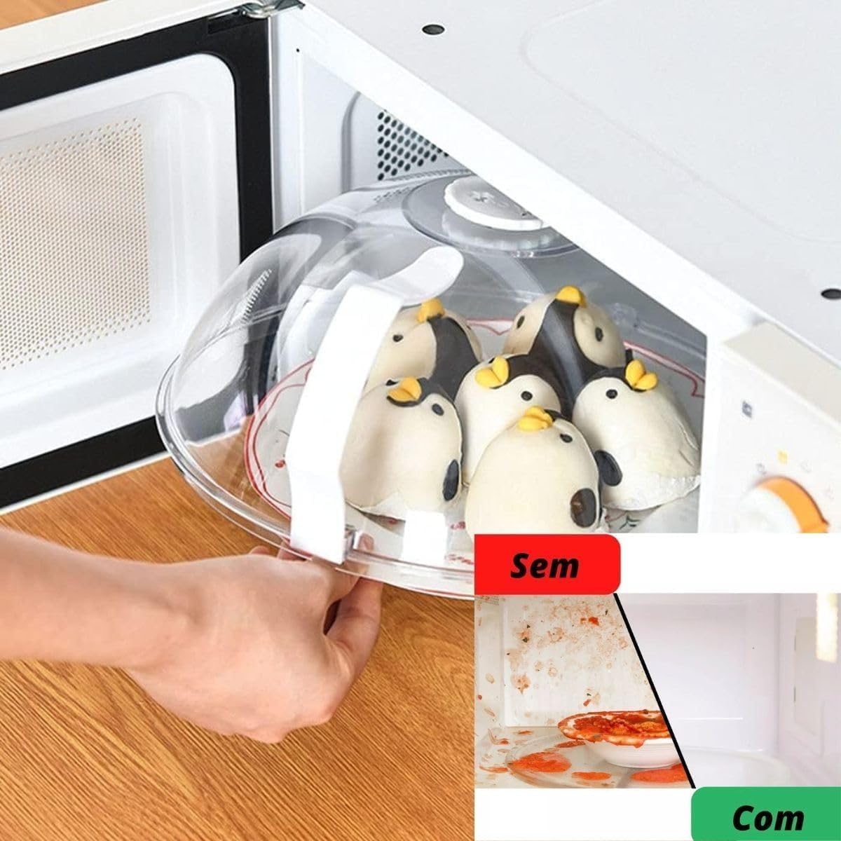 Tampa para Micro-ondas Transparente 30cm Plástico Resistente Alça Ergonômica Anti Respingo IZEHEAT PRO