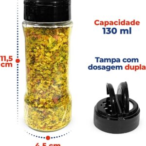 Kit Porta Tempero Redondo MDF 6mm 6 Potes 130ml Tampa Dosadora Dupla IZECHOP PRO Kit Porta Tempero Redondo MDF 6mm 6 Potes 130ml Tampa Dosadora Dupla IZECHOP PRO