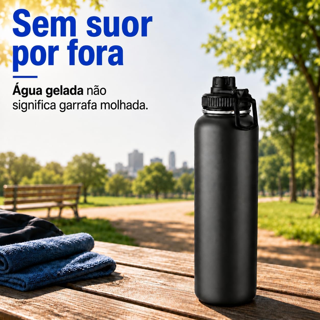 Garrafa Térmica 1L Aço Inox 304 Parede Dupla Antivazamento 24h Alça Articulada IZETHERMO PRO