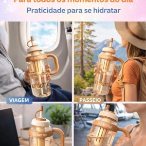 Garrafa Esportiva 1,3L com Canudo Polipropileno BPA Free Tampa Antivazamento Rosa Bebê IZEHYDRA PRO