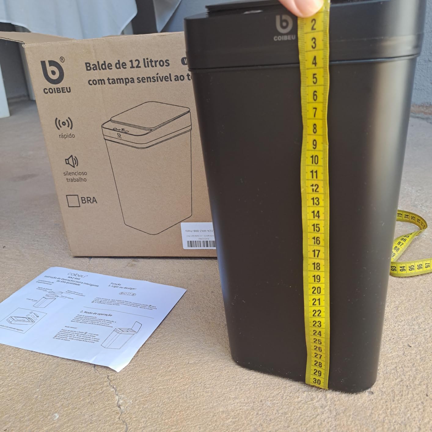 Lixeira Inteligente 12L Sensor Automático Infravermelho Branca Slim Silenciosa IZEHYGEN PRO photo review