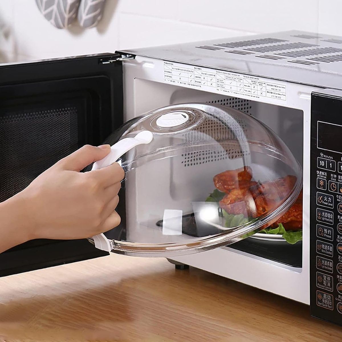 Tampa Micro-ondas Anti-respingo Transparente 30cm Com Alça Premium IZEHEAT PRO