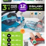 Kit 12 Sacos a Vácuo Manual Viagem Casa Camping Enrolar Sem Bomba 3 Tamanhos Economia IZEROLL PRO