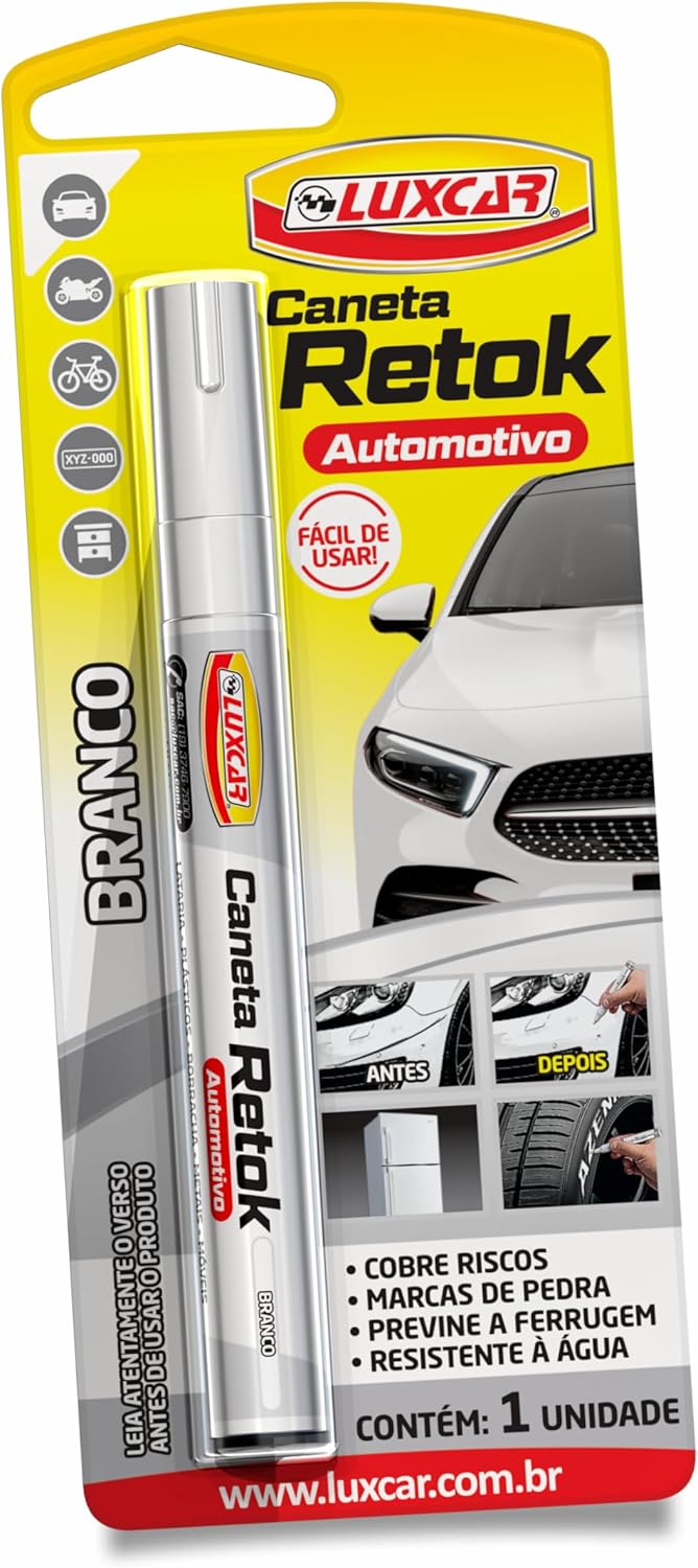 Caneta Retok Automotiva Branca Tira Riscos Acabamento Brilho Secagem Rápida IZEPAINT PRO