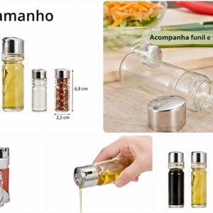Galheteiro 5 Peças Vidro Transparente Tampa Inox Suporte Cromado Premium IZESHINE PRO Galheteiro 5 Peças Vidro Transparente Tampa Inox Suporte Cromado Premium IZESHINE PRO