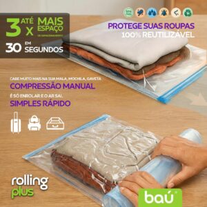 Kit 12 Sacos a Vácuo Manual Viagem Casa Camping Enrolar Sem Bomba 3 Tamanhos Economia IZEROLL PRO
