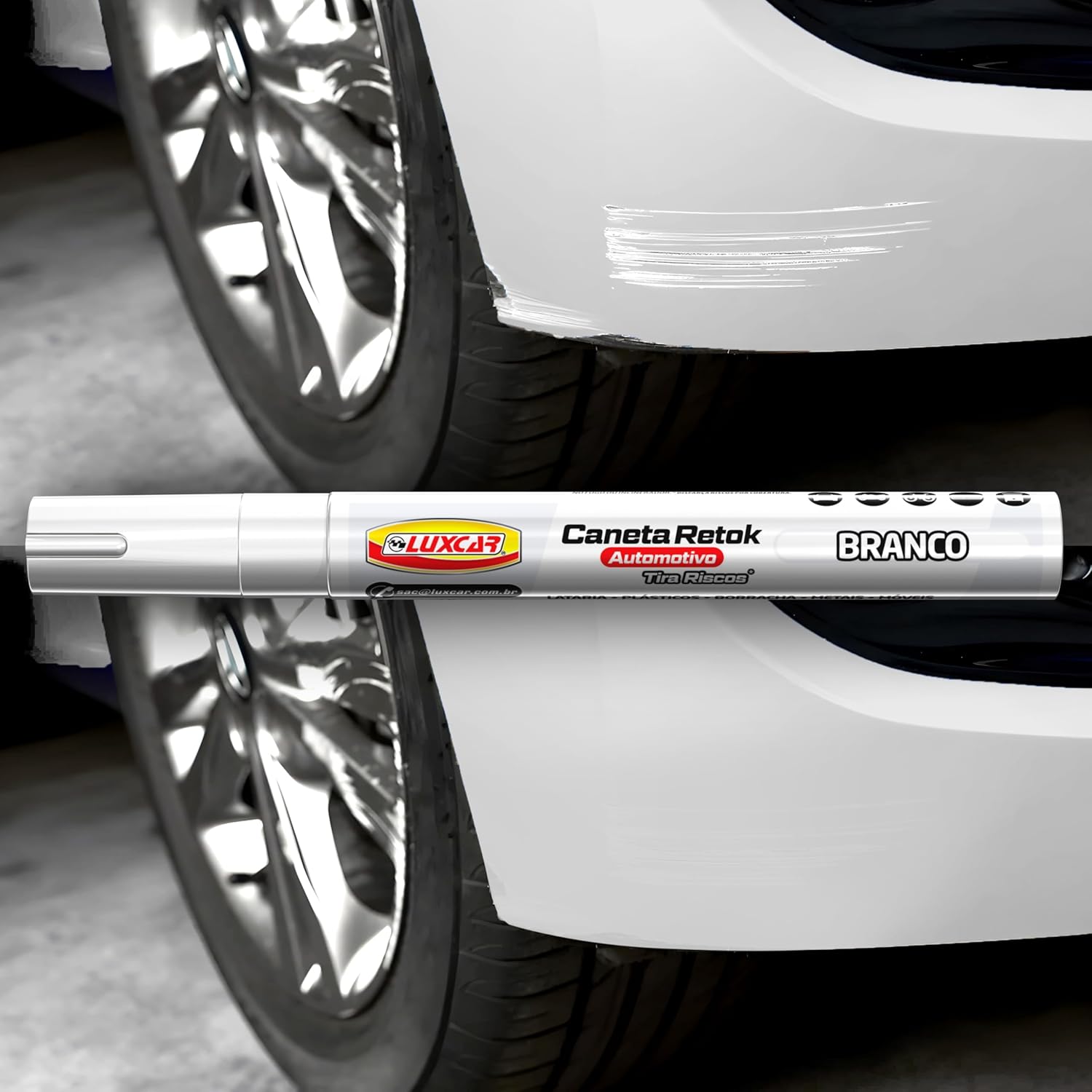 Caneta Retok Automotiva Branca Tira Riscos Acabamento Brilho Secagem Rápida IZEPAINT PRO