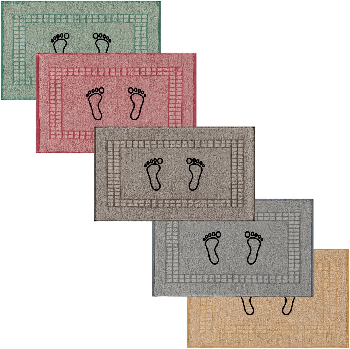Kit 05 Tapete Banheiro Felpudo 100% Algodão 45x70cm Alto Absorção Premium IZESOFT MAX