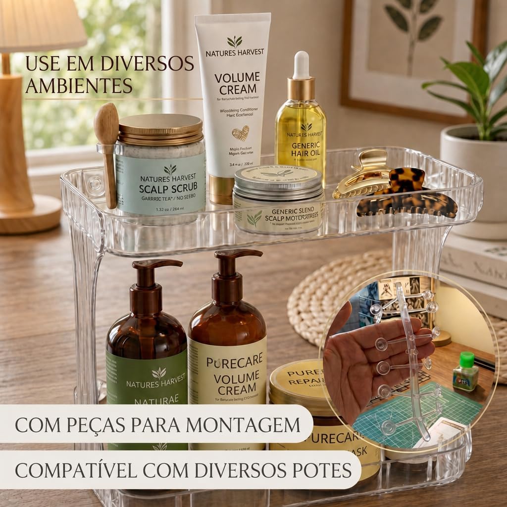 Organizador Diamante 2 Andares Acrílico Transparente Premium Multiuso IZEGLAM PRO