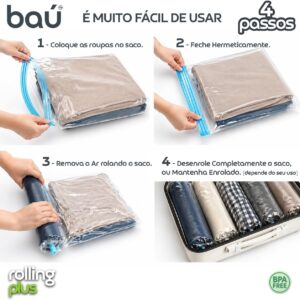 Kit 12 Sacos a Vácuo Manual Viagem Casa Camping Enrolar Sem Bomba 3 Tamanhos Economia IZEROLL PRO
