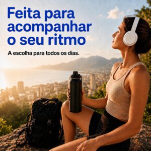 Garrafa Térmica 1L Aço Inox 304 Parede Dupla Antivazamento 24h Alça Articulada IZETHERMO PRO