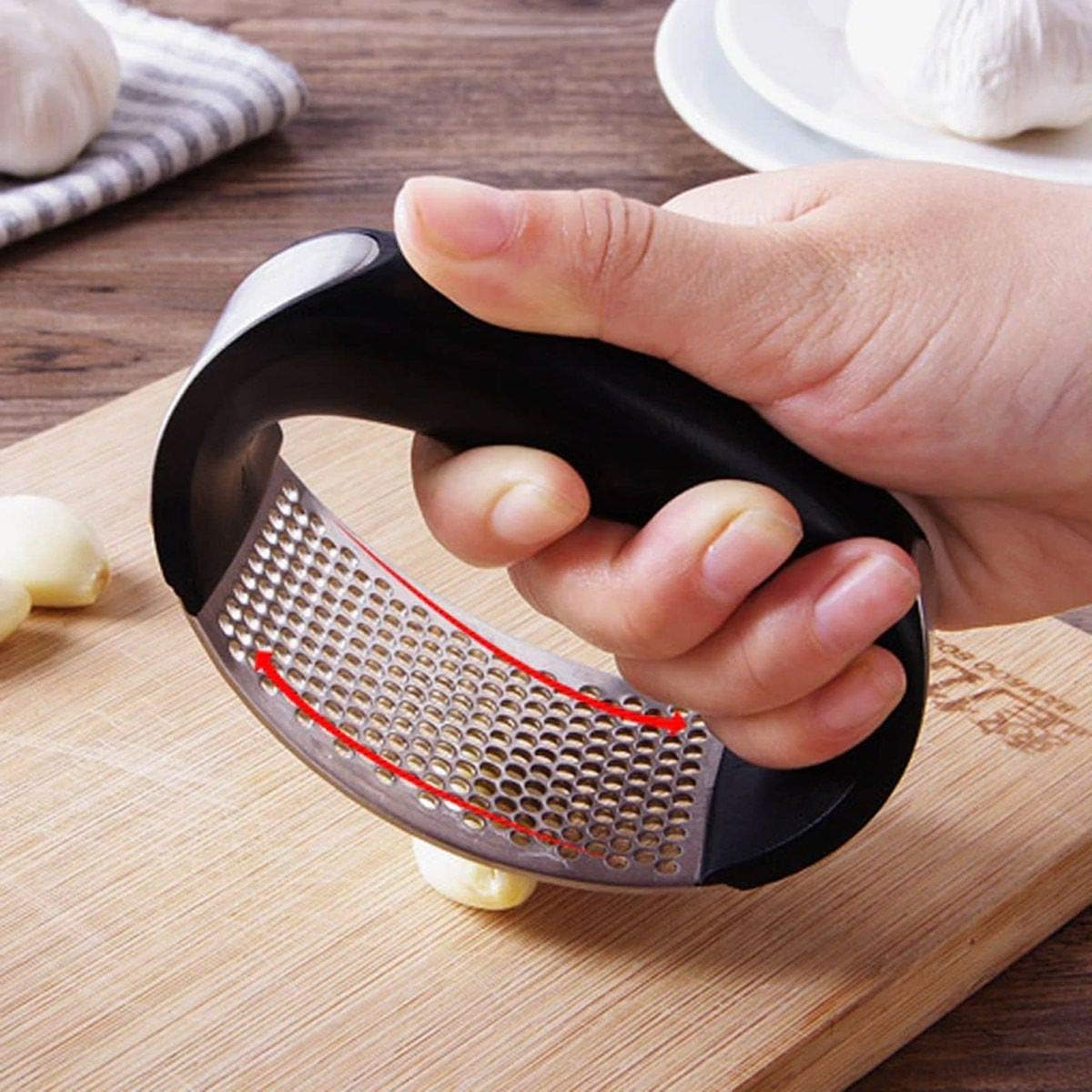 Espremedor Amassador de Alho Inox ABS Ergonômico Multiuso Premium IZEGRIP PRO IZESHOP Espremedor de alho ergonômico com alça resistente em ABS e aço inox