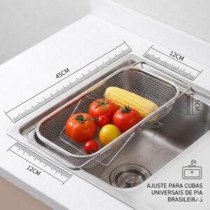 Escorredor Retrátil Multiuso Ajustável Inox BPA Free Secagem Rápida Economia de Espaço IZEFLOW PRO