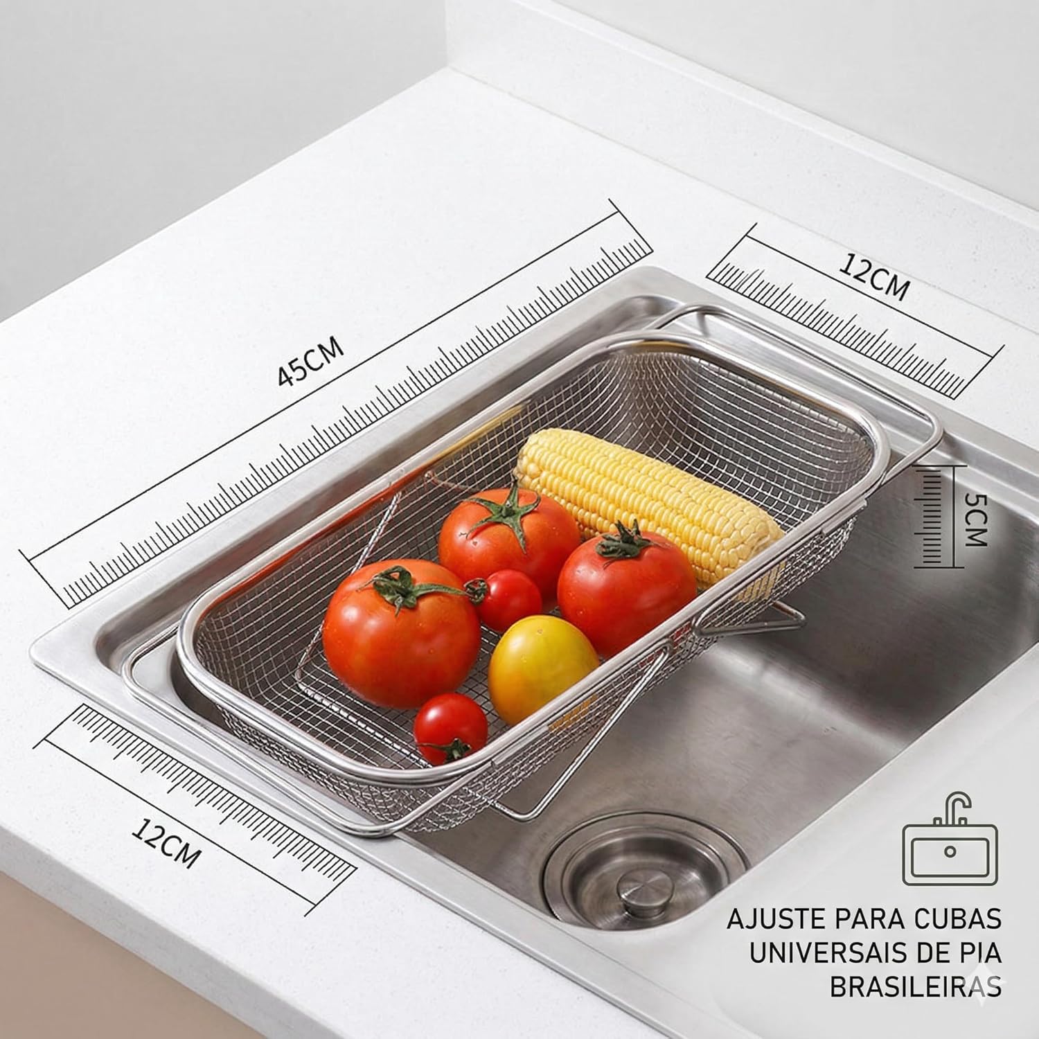 Escorredor Retrátil Multiuso Ajustável Inox BPA Free Secagem Rápida Economia de Espaço IZEFLOW PRO