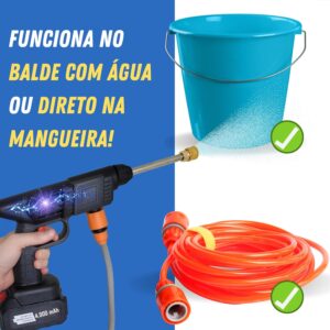 Lavadora Alta Pressão Portátil Sem Fio Recarregável Bivolt Preta 127V/220V Potência IZEJET PRO Lavadora Alta Pressão Portátil Sem Fio Recarregável Bivolt Preta 127V/220V Potência IZEJET PRO