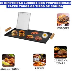 Chapa Bifeteira 60x30 Aço Carbono 2mm Com Prensa Para Fogão Churrasqueira Premium IZEGRILL PRO