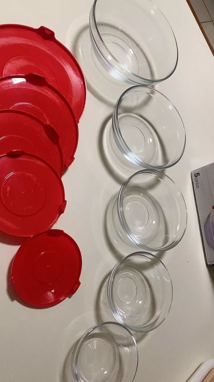 Kit 5 Bowls de Vidro Herméticos Transparentes Tampa Preta 140ml-930ml IZESAFE PRO photo review